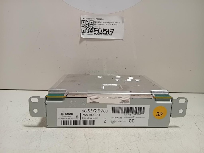 Unità Autoradio 9822729780 Peugeot 208 I 2015