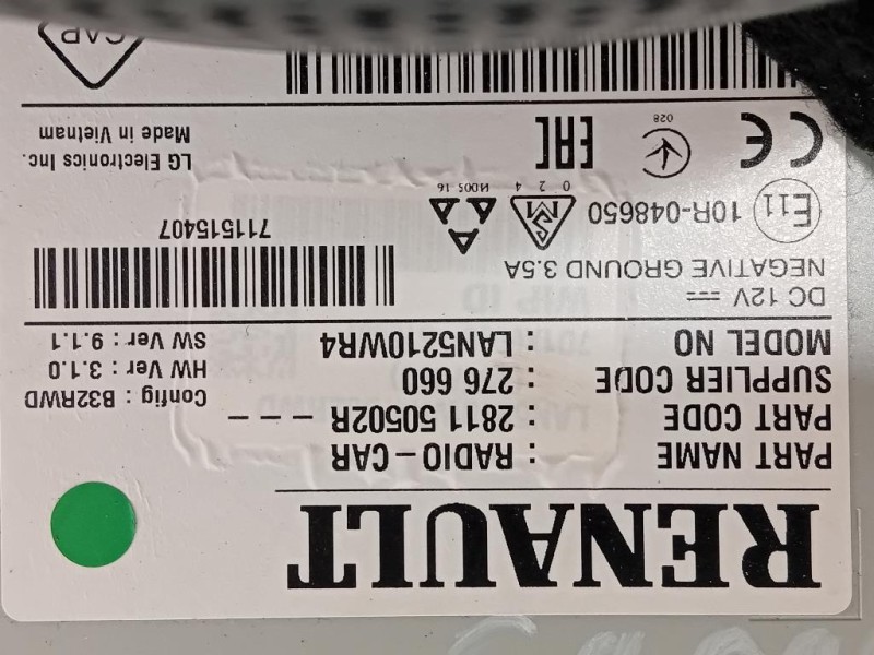 Unita DI Comando Multimediale 281150502R Renault CLIO IV 2016