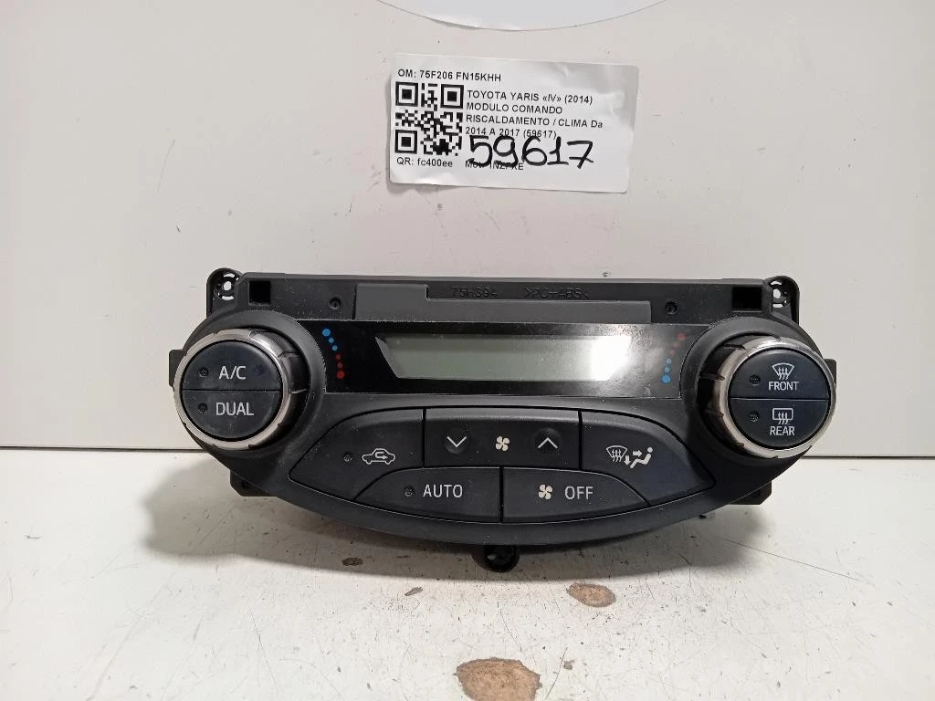 Modulo Comando Riscaldamento Clima 75F206 Toyota Yaris IV 2014