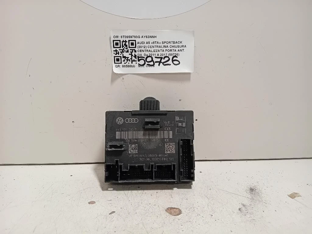 Centralina Chiusura Centralizzata Porta ANT DX 8T0959793G Audi A5 8TA Sportback 2012