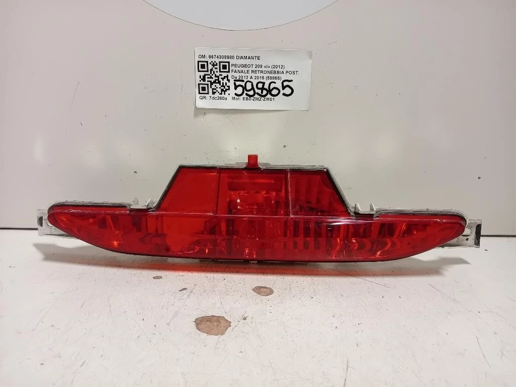 Fanale Retronebbia POST 9674308980 Peugeot 208 I 2012