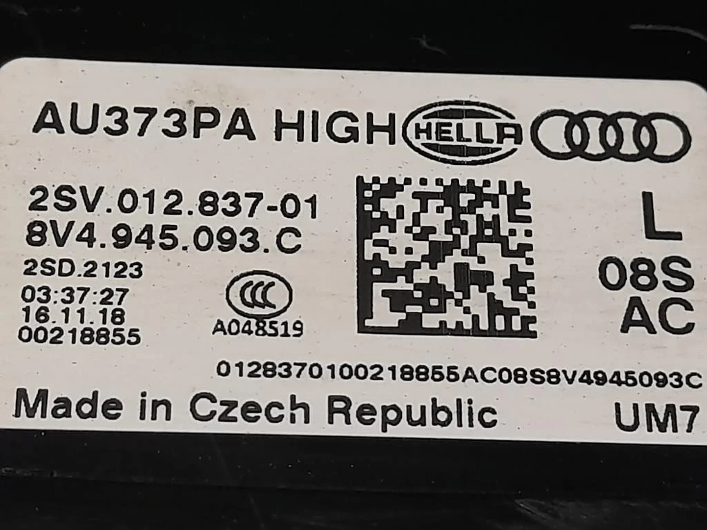 Fanale POST SX 8V4945063C LED SINISTRO Audi A3 8VK 2016