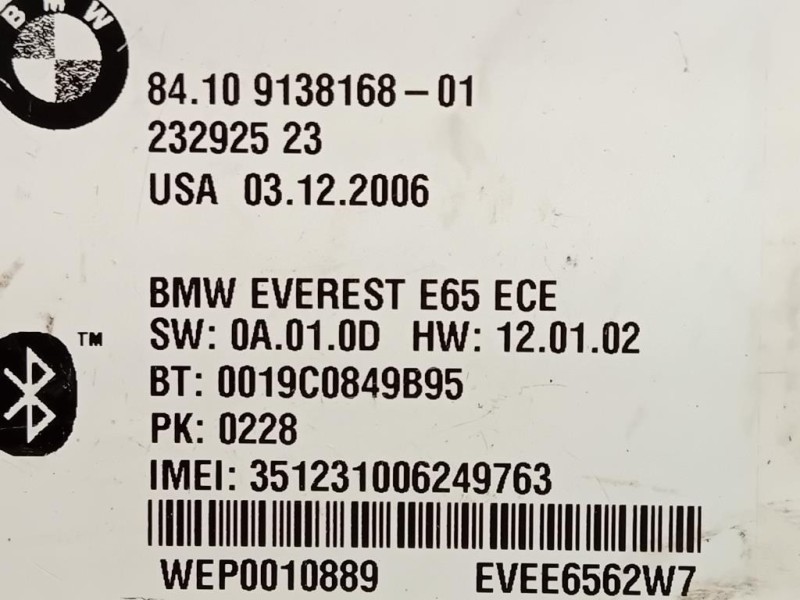 Centralina 88410 9138168-01 Bmw Serie 7 E66 2003