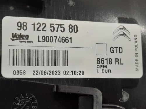 Fanale POST SX 98 122 575 80 Citroen C3 III 2016