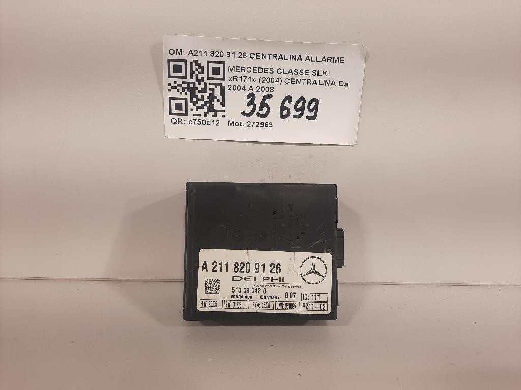 Centralina A211 820 91 26 CENTRALINA ALLARME Mercedes Classe SLK R171 2004