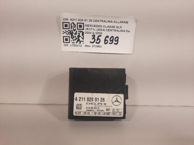 Centralina A211 820 91 26 CENTRALINA ALLARME Mercedes Classe SLK R171 2004