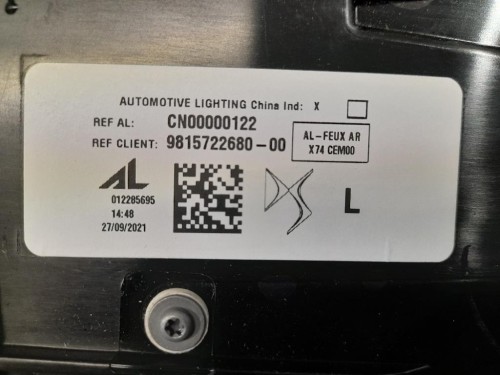 Fanale POST SX 9815722680 Citroen DS7 Crossback 2017