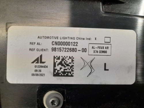 Fanale POST SX 9815722680 Citroen DS7 Crossback 2017