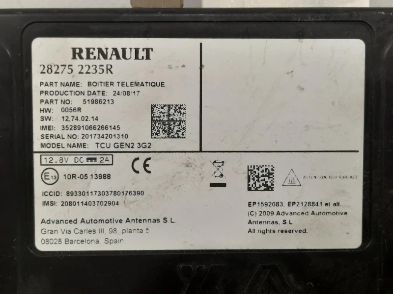 Centralina 28275 2235R CENTRALINA ECU Smart Forfour 453 2015