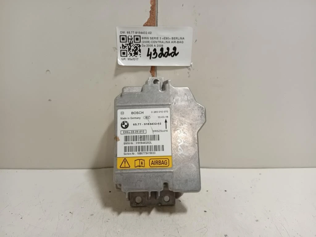 Centralina Air-bag 6577-9184432-02 Bmw Serie 3 E90 Berlina 2005
