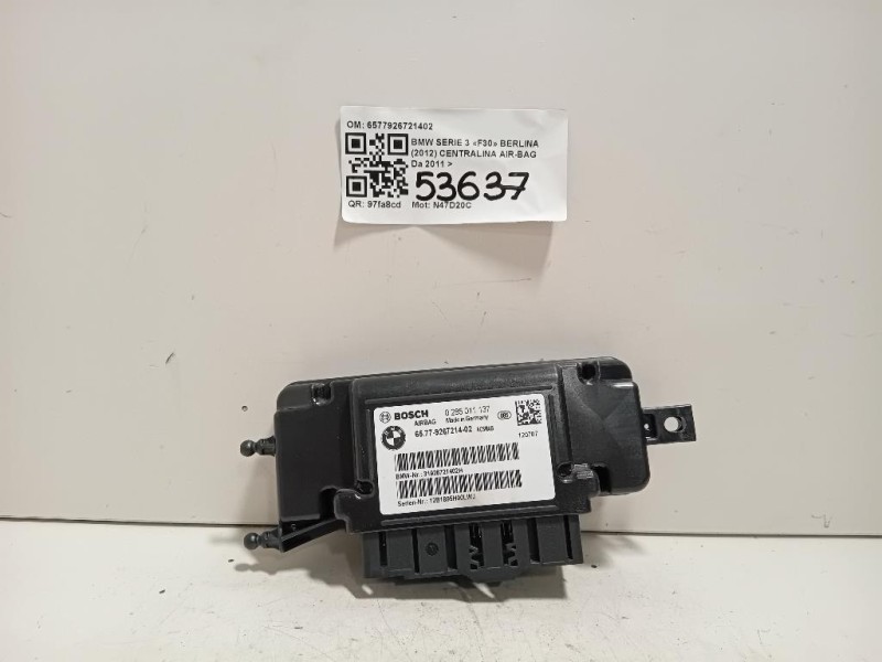 Centralina Air-bag 6577926721402 Bmw Serie 3 F30 Berlina 2012