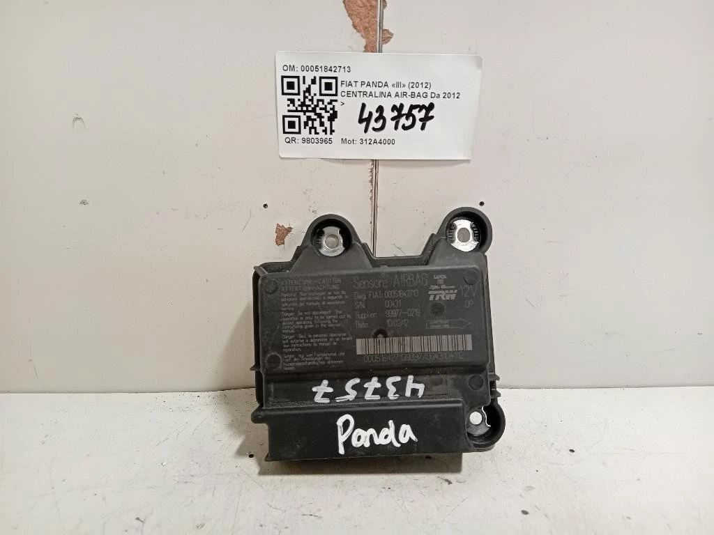 Centralina Air-bag 00051842713 Fiat Panda III 2012