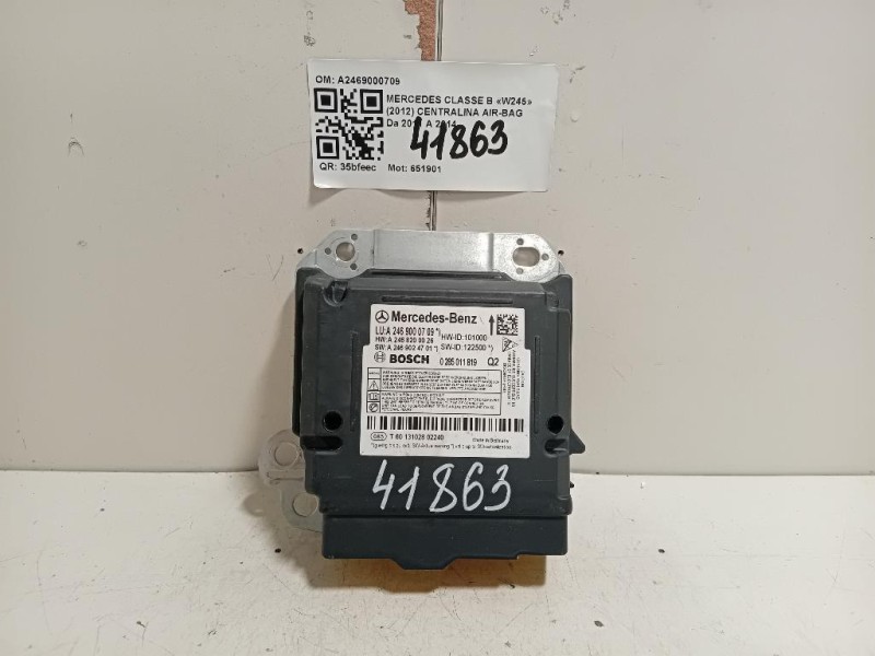 Centralina Air-bag A2469000709 Mercedes Classe B W246 2012