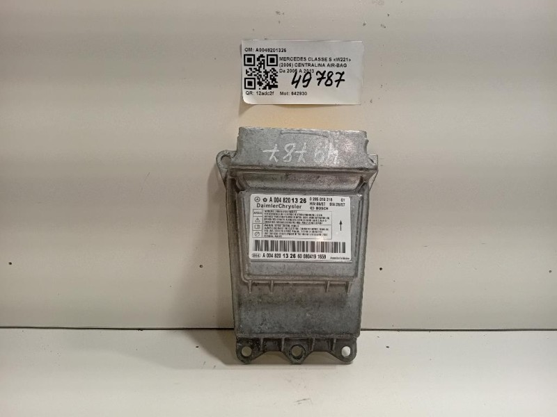 Centralina Air-bag A0048201326 Mercedes Classe S W221 2006