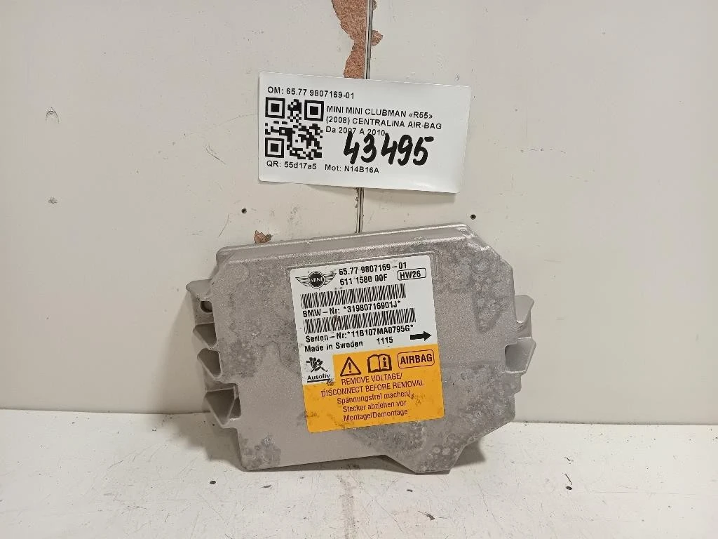 Centralina Air-bag 6577 9807169-01 Mini MINI Clubman R55 2008