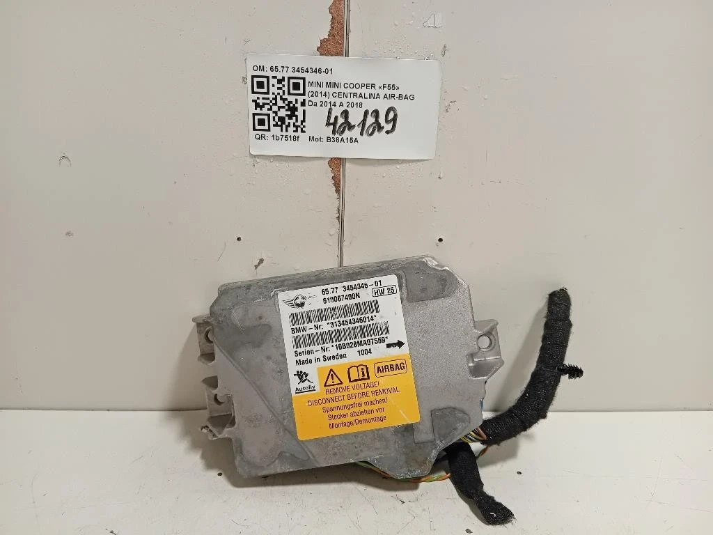 Centralina Air-bag 6577 3454346-01 Mini MINI Cooper F55 2014