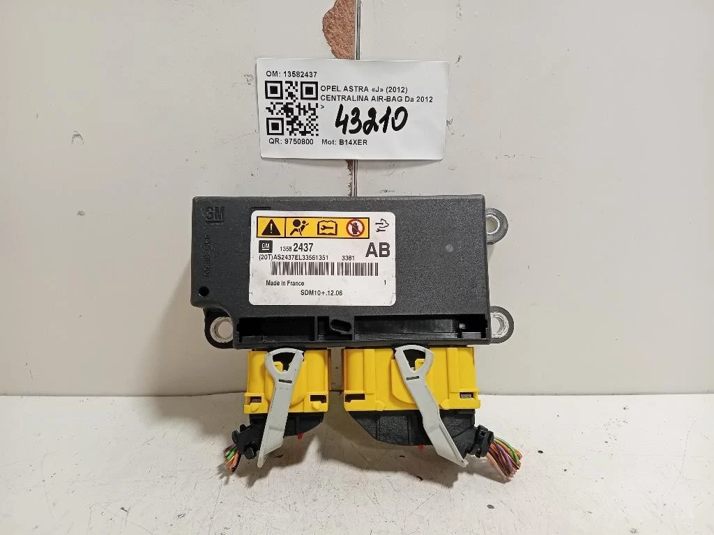 Centralina Air-bag 13582437 Opel Astra J 2012