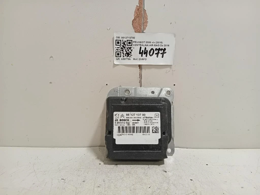 Centralina Air-bag 9812713780 Peugeot 2008 I 2016