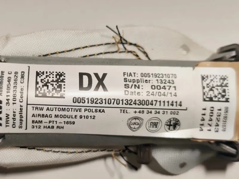 Air-bag A Tendina DX 00519231070 Fiat 500 II 2008