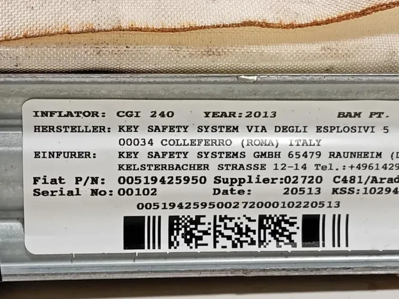 Air-bag A Tendina DX 00519425950 Lancia Ypsilon III 2011