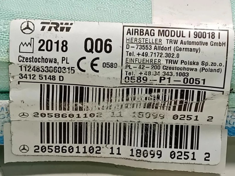 Air-bag A Tendina DX A2058611002 Mercedes Classe C W205 2014