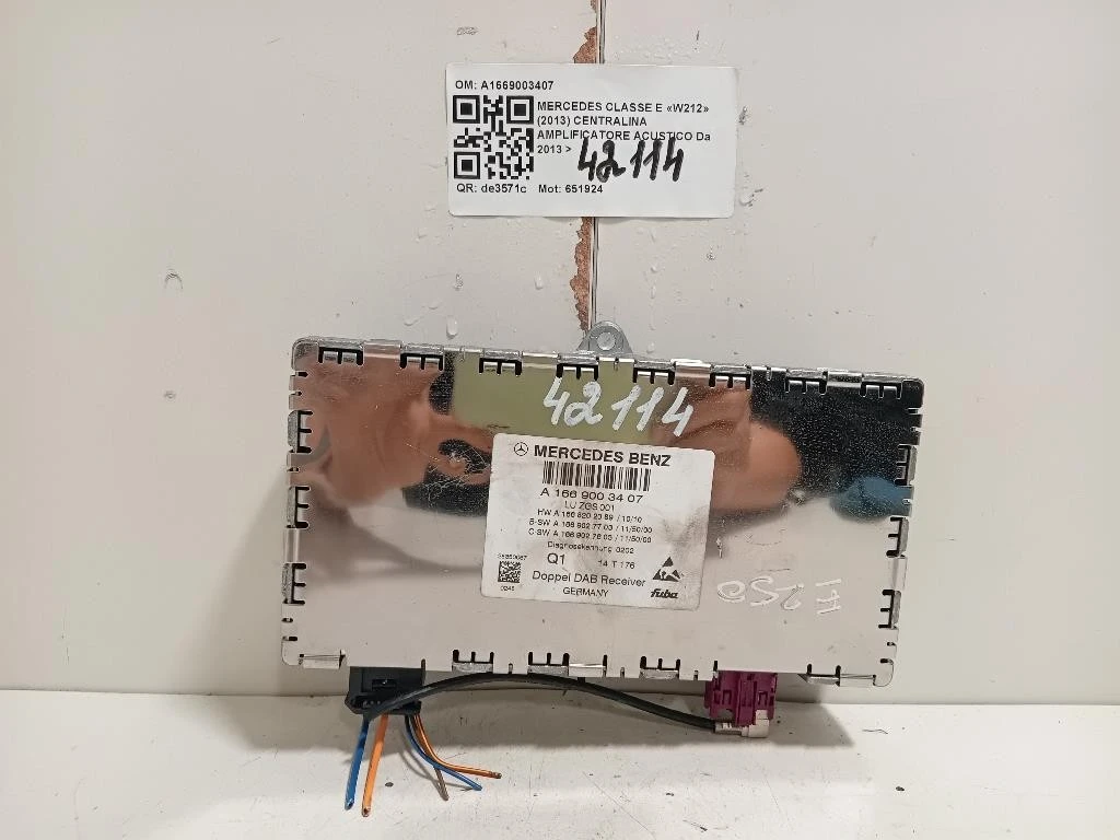 Centralina Amplificatore Acustico A1669003407 Mercedes Classe E W212 2013