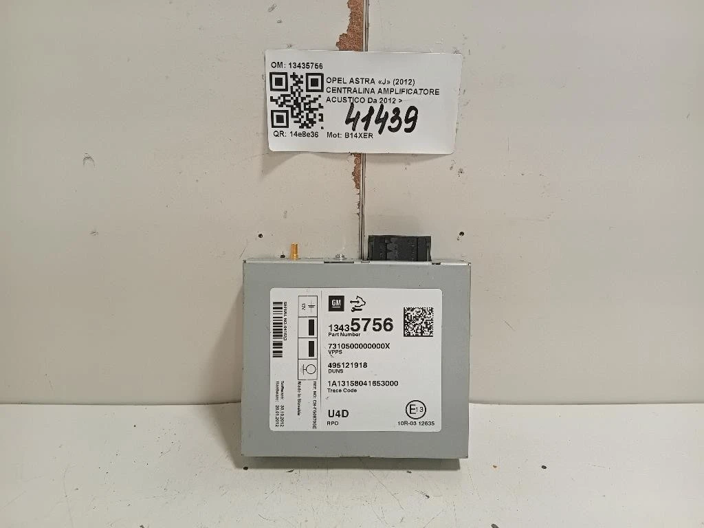 Centralina Amplificatore Acustico 13435756 Opel Astra J 2012