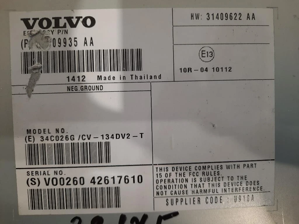 Centralina Amplificatore Acustico 31409622 AA Volvo V40 II 2012