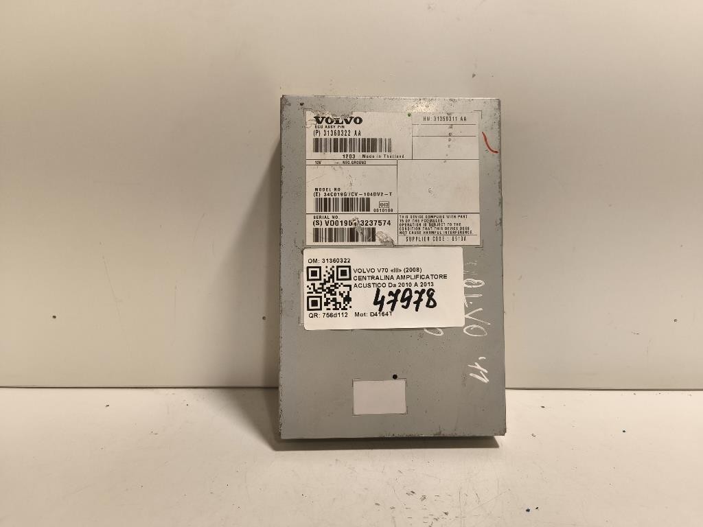 Centralina Amplificatore Acustico 31360322 Volvo V70 III 2008
