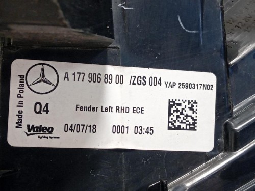 Fanale POST SX A1779068900 Mercedes Classe A W177 2018
