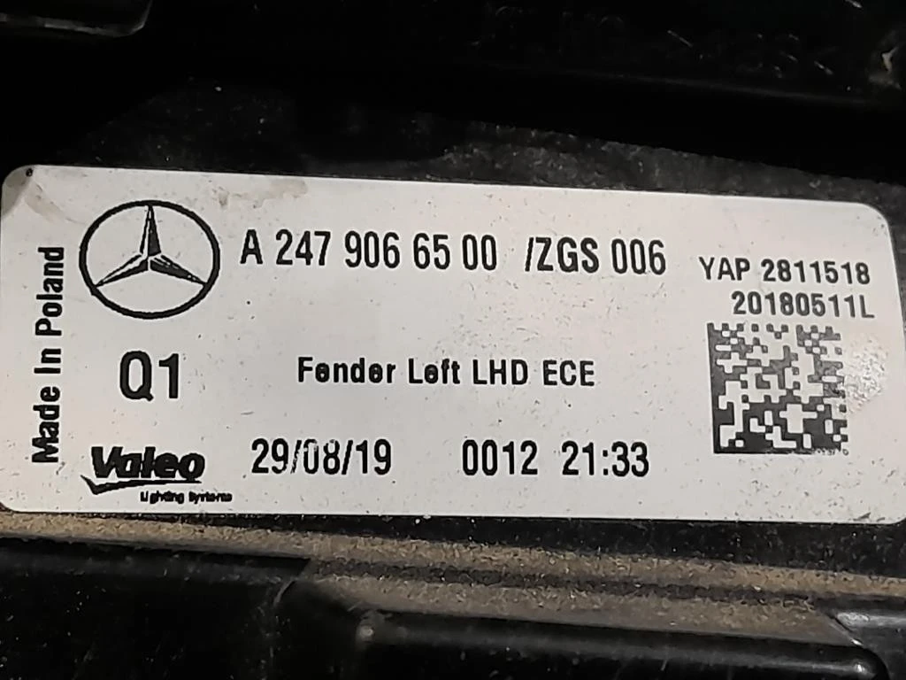 Fanale POST SX A2479066500 Mercedes Classe B W247 2019