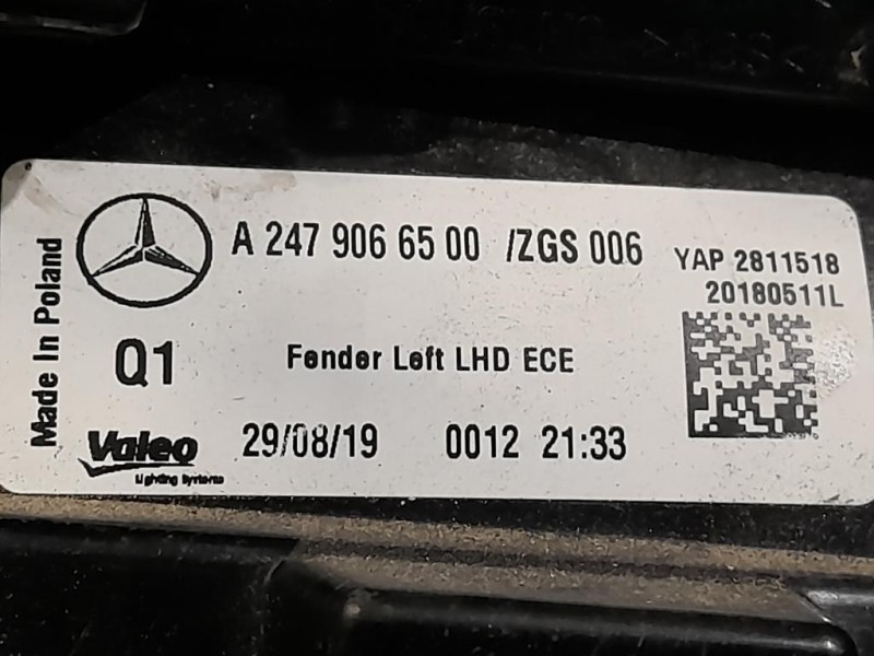 Fanale POST SX A2479066500 Mercedes Classe B W247 2019