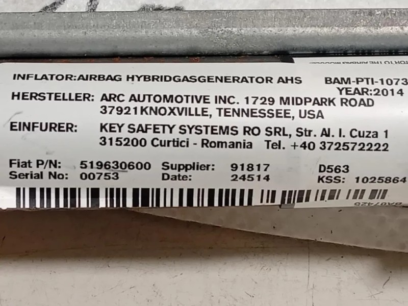 Air-bag A Tendina SX 519630600 Fiat 500L 2013