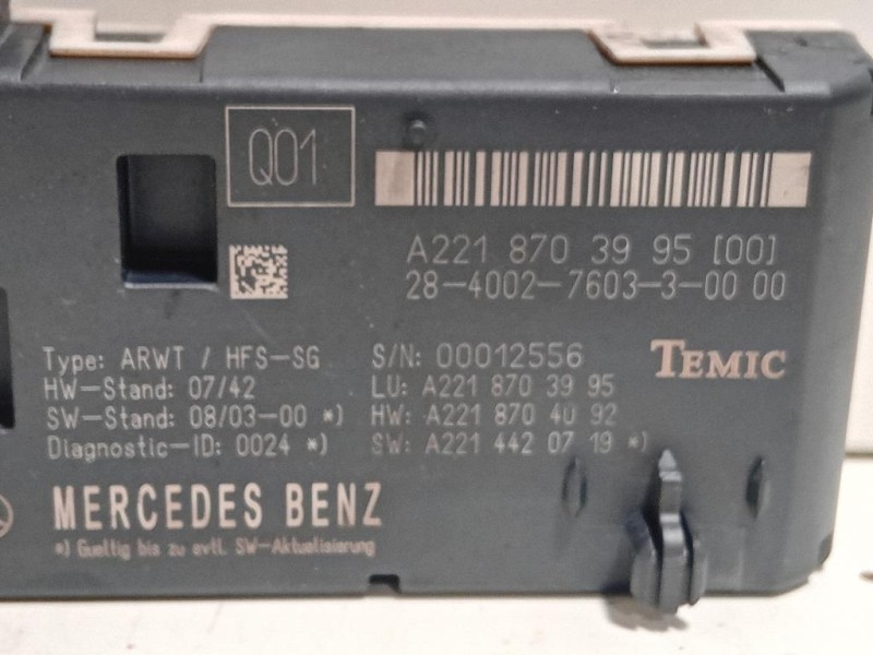 Centralina Apertura Elettrica Portello POST A2218703995 Mercedes Classe S W221 2006