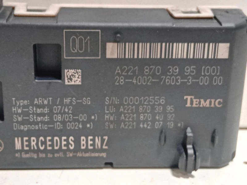 Centralina Apertura Elettrica Portello POST A2218703995 Mercedes Classe S W221 2006