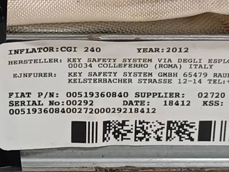 Air-bag A Tendina SX 00519360840 Lancia Ypsilon III 2011