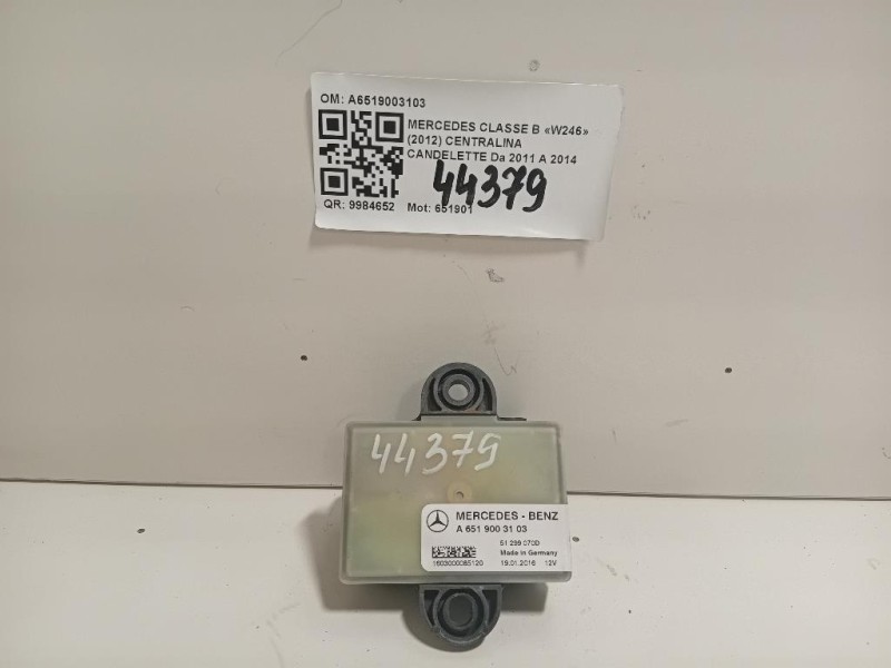 Centralina Candelette A6519003103 Mercedes Classe B W246 2012