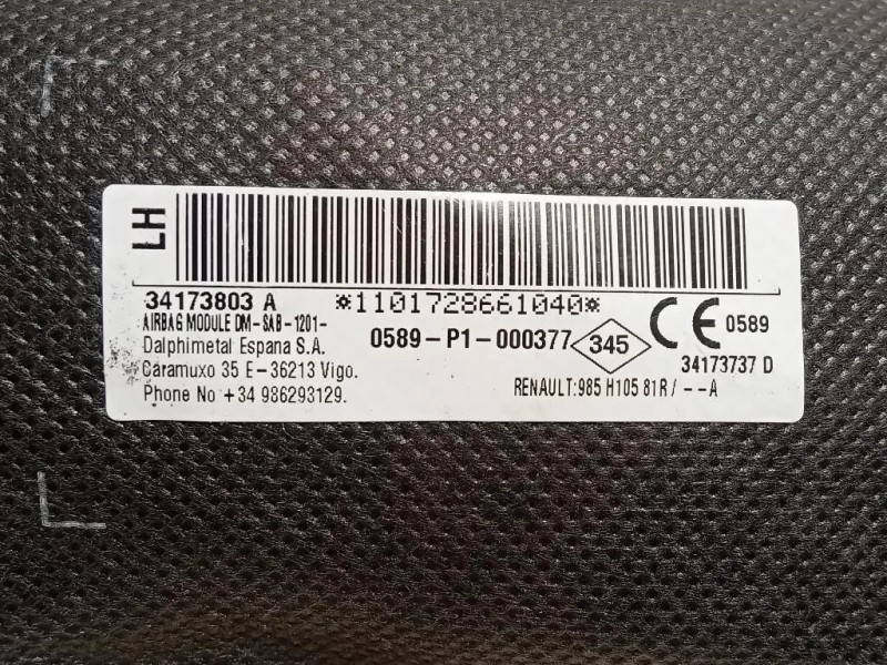 Air-bag Cuscino Sedile ANT SX 34173803A Dacia Duster I 2014