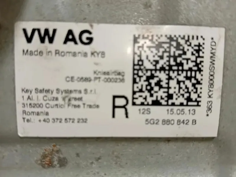 Air-bag Ginocchia DX 5G2 880 842 B Volkswagen Touran III 2010