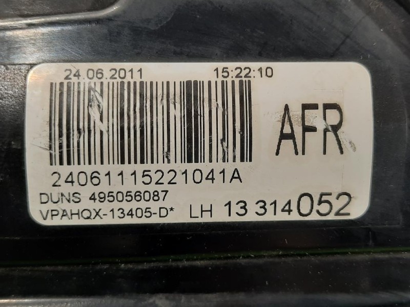 Fanale POST SX 13314052 Opel Astra J 2012