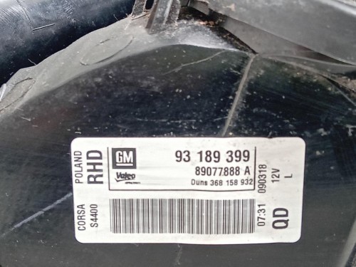 Fanale POST SX 93189399 Opel Corsa D 2010