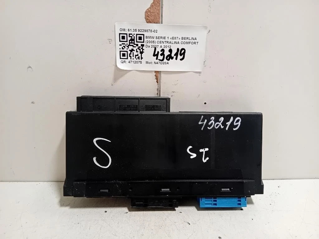 Centralina Comfort 6135 9229878-02 Bmw Serie 1 E87 Berlina 2005