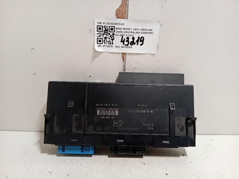 Centralina Comfort 6135 9229878-02 Bmw Serie 1 E87 Berlina 2005