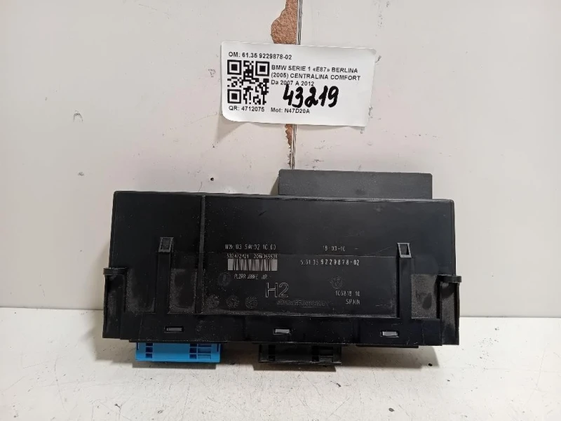Centralina Comfort 6135 9229878-02 Bmw Serie 1 E87 Berlina 2005