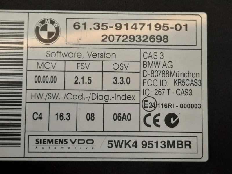 Centralina Comfort 6135-9147195-01 Bmw Serie 3 E91 Touring 2005