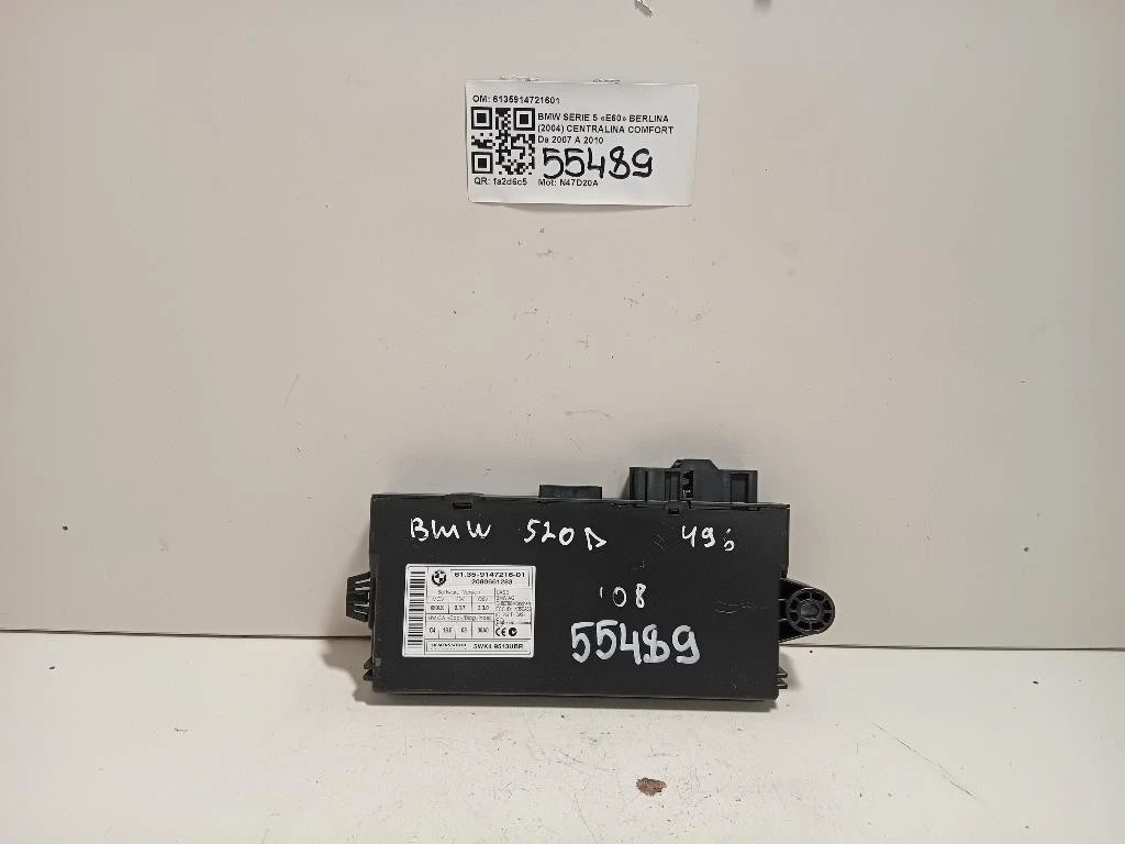 Centralina Comfort 6135914721601 Bmw Serie 5 E60 Berlina 2004