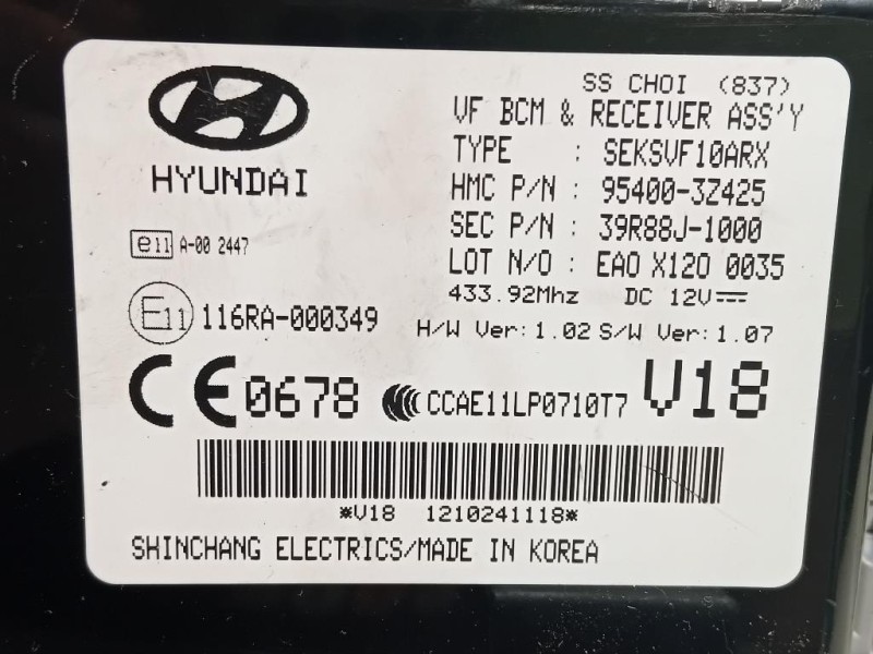 Centralina Comfort 95400-3Z425 Hyundai I40 CW 2012