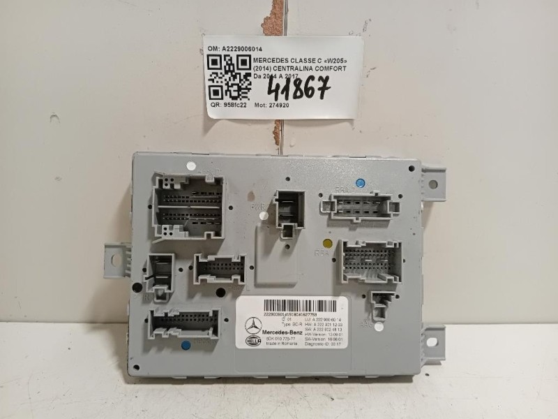 Centralina Comfort A2229006014 Mercedes Classe C W205 2014