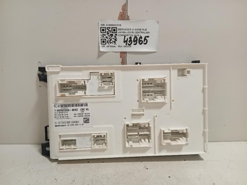 Centralina Comfort A1669001816 Mercedes Classe GLE W166 2015