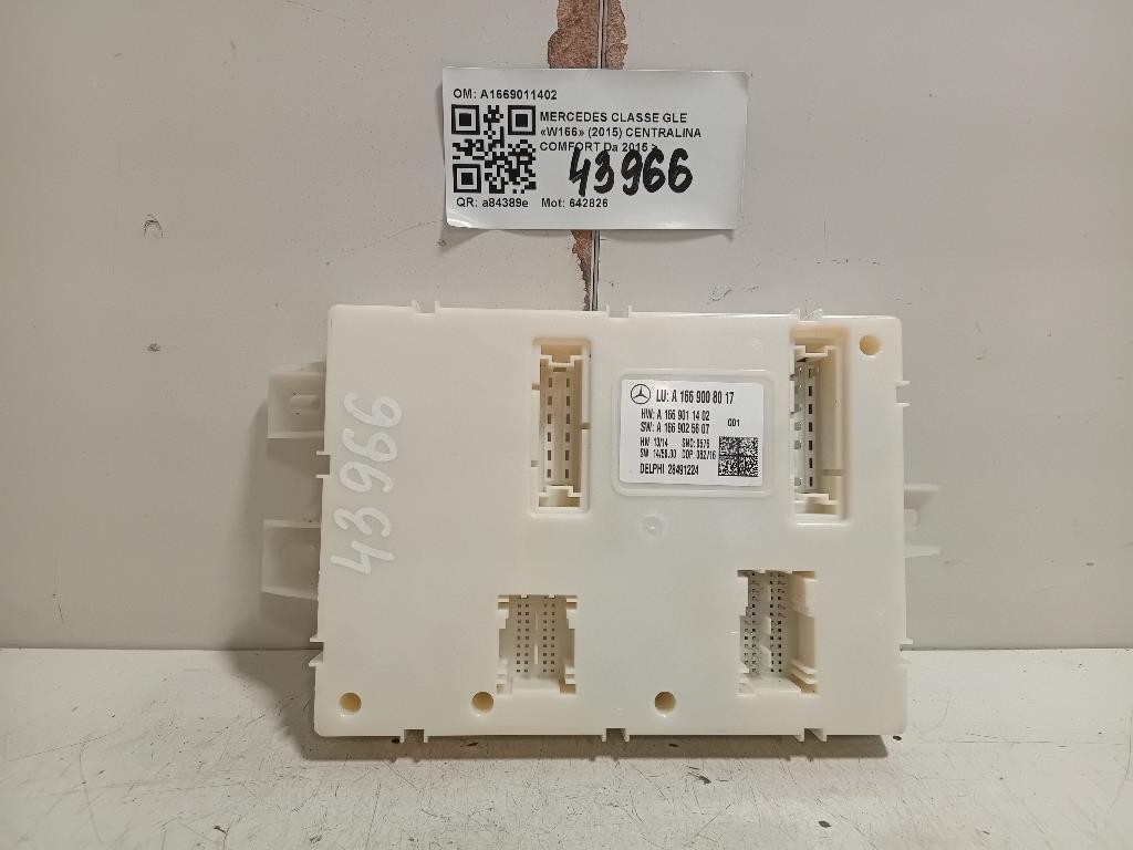 Centralina Comfort A1669011402 Mercedes Classe GLE W166 2015
